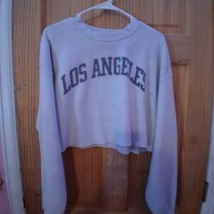 Los Angeles Graphic Cropped Sweatshirt - Gray